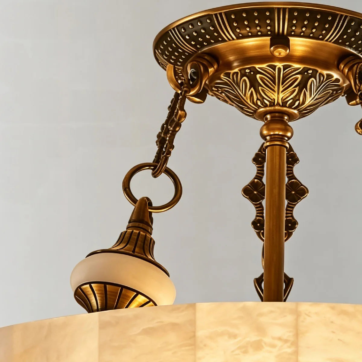 Ceiling Light View 9 | French Minimalist Marble & Antique Brass Flush Mount Ceiling Light | Luxury Designer Ceiling Lamp | JINSHE Lucas | JINSHE