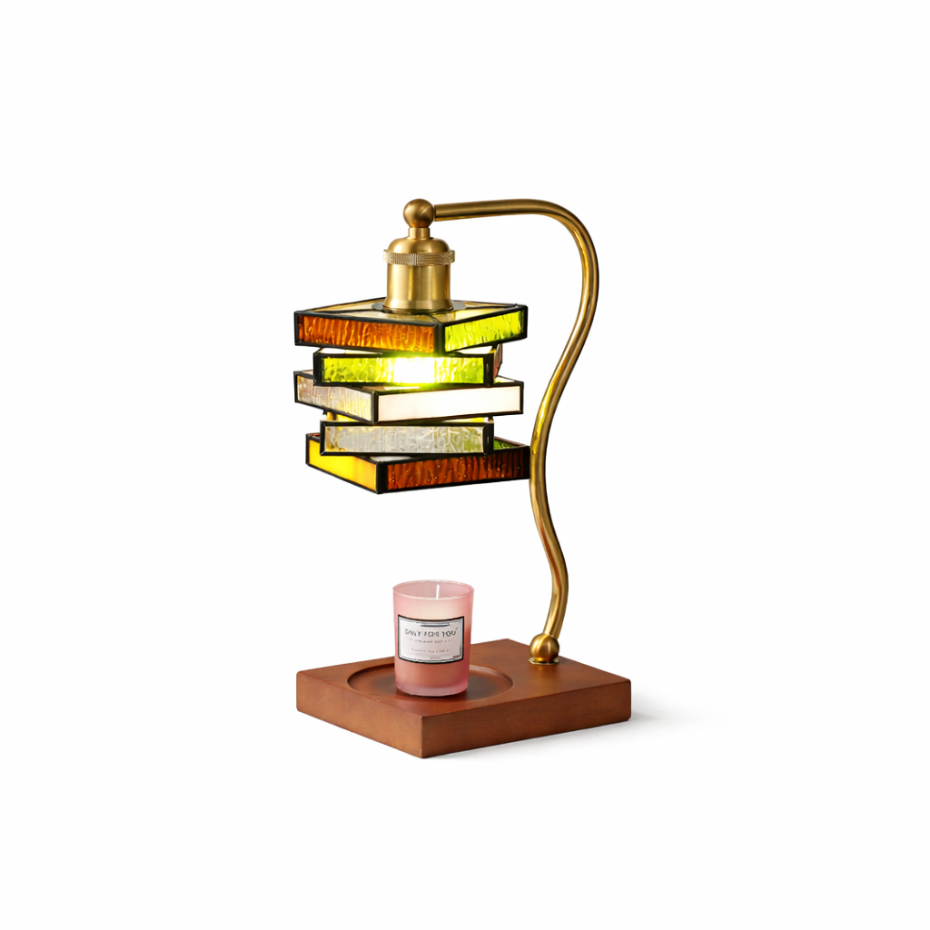 Lucerra Curated Amber Art Glass Table Lamp – handcrafted surface texture