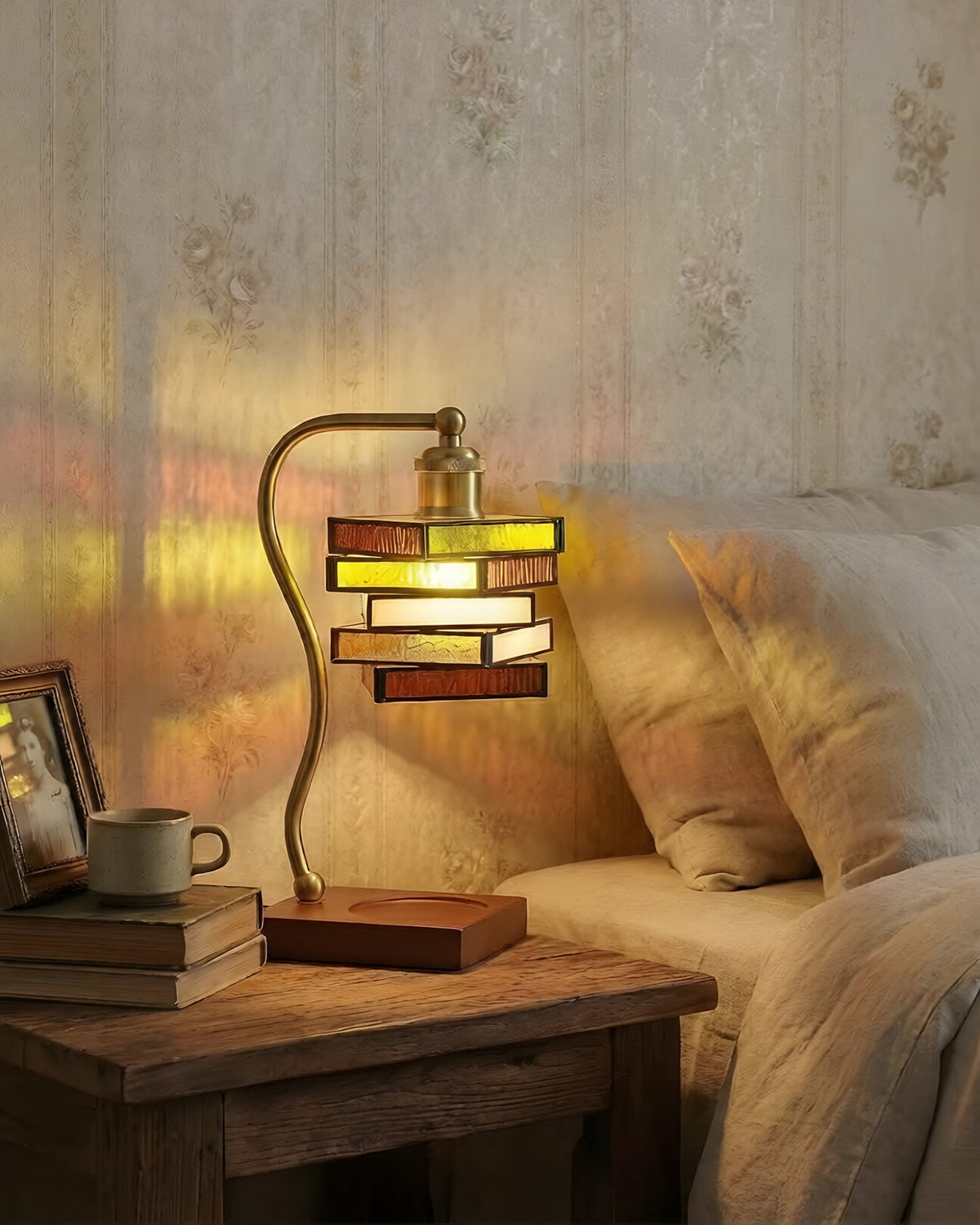 Amber Art Glass craftsmanship detail on Lucerra Curated Amber Art Glass Table Lamp