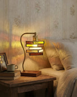 Amber Art Glass craftsmanship detail on Lucerra Curated Amber Art Glass Table Lamp