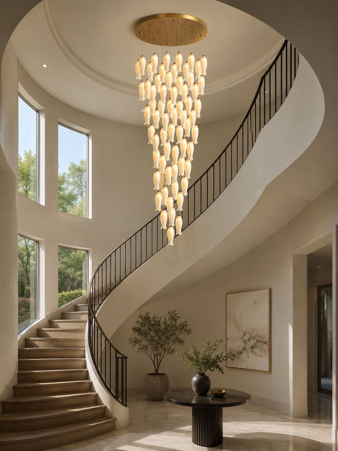 Luma Flora Stairs Chandelier – Ambient Illumination in Luxury Interior Setting View 4