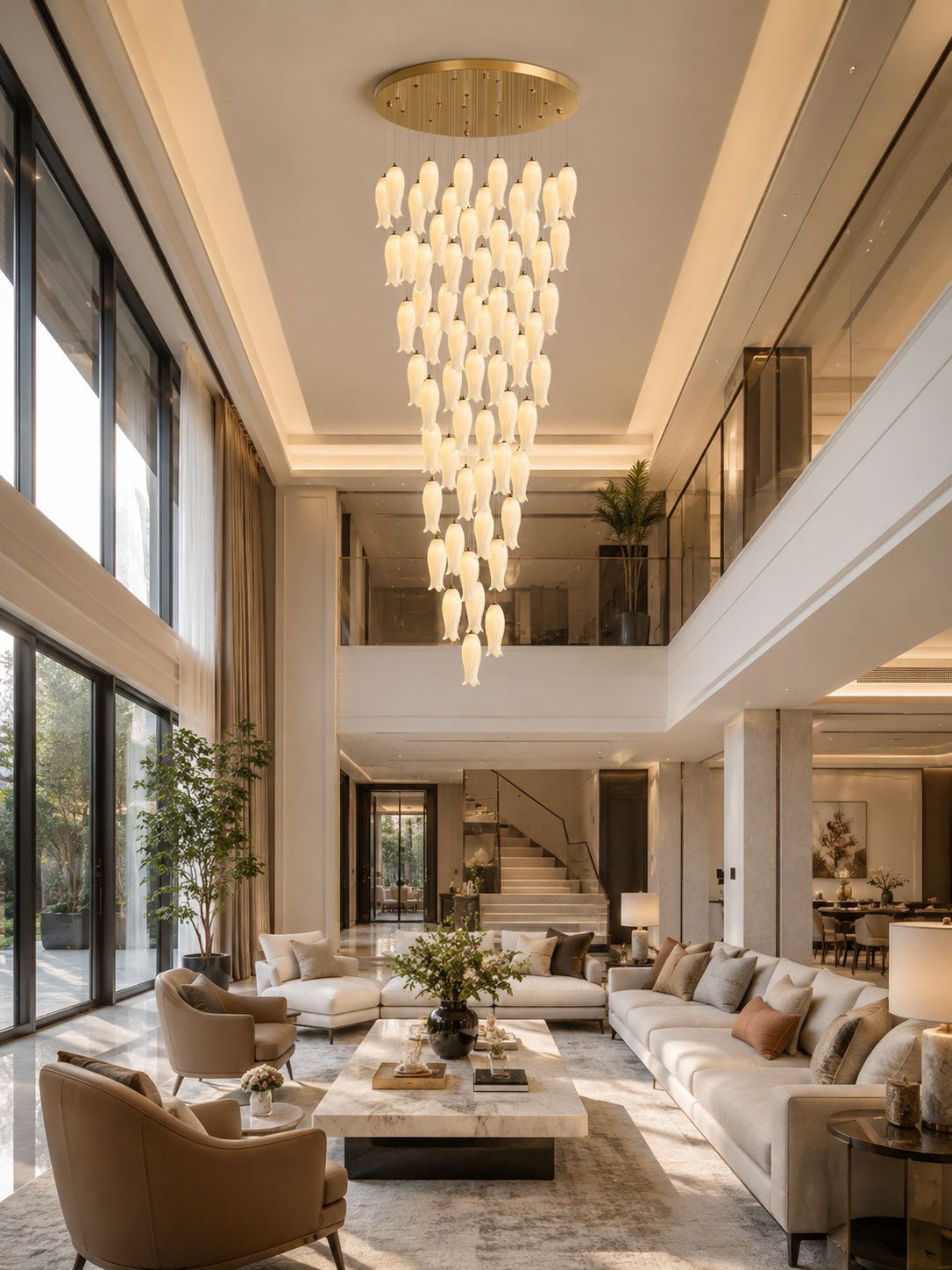 Luma Flora Stairs Chandelier – Ambient Illumination in Luxury Interior Setting View 10