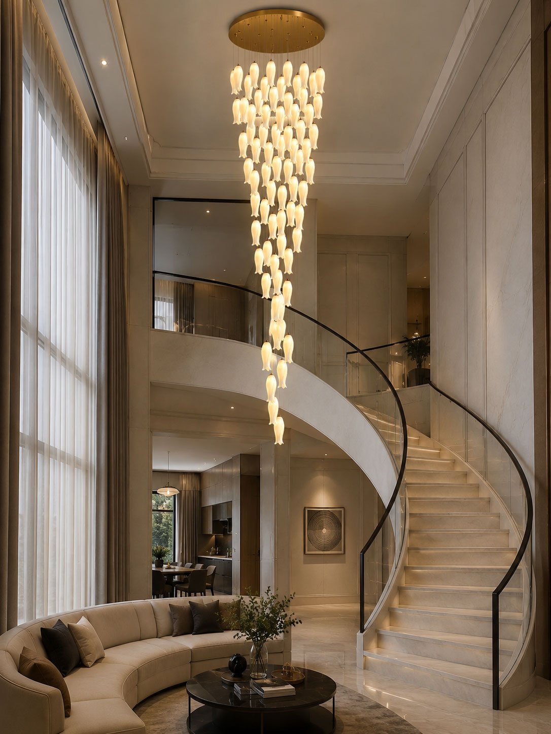 Luma Flora Stairs Chandelier – Ambient Illumination in Luxury Interior Setting View 5