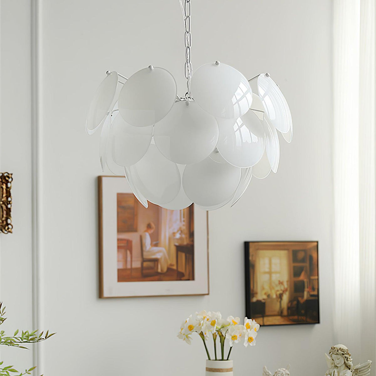 Luminous Petal Glass Chandelier – Ambient Illumination in Luxury Interior Setting View 14