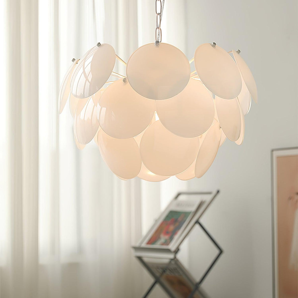 Luminous Petal Glass Chandelier – Ambient Illumination in Luxury Interior Setting View 7
