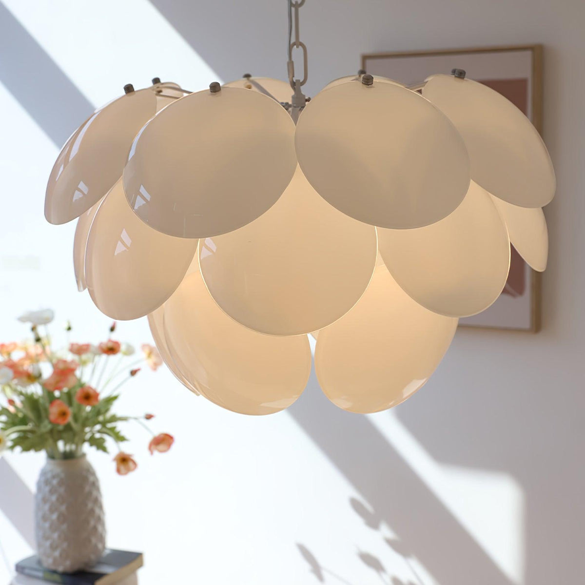 Luminous Petal Glass Chandelier – Ambient Illumination in Luxury Interior Setting View 13