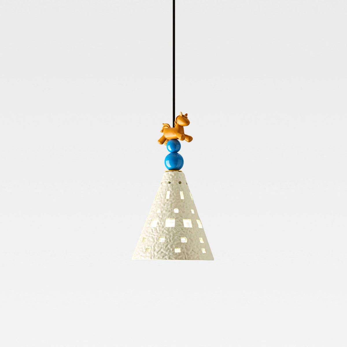 Lumo Pony Curated Hand-Thrown Ceramic Pendant Li – unlit natural material contrast
