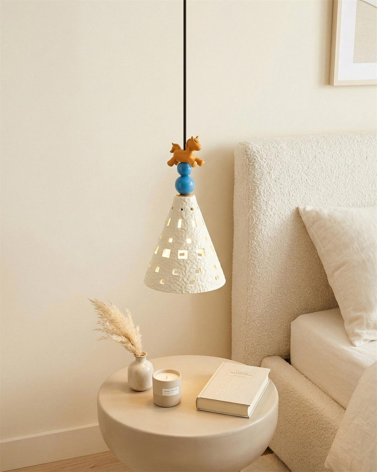 Lumo Pony Curated Hand-Thrown Ceramic Pendant Li – dimensional scale reference
