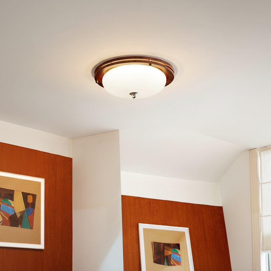 Lunaro Hand-Blown Frosted Flush Mount – illuminated warm ambiance setting