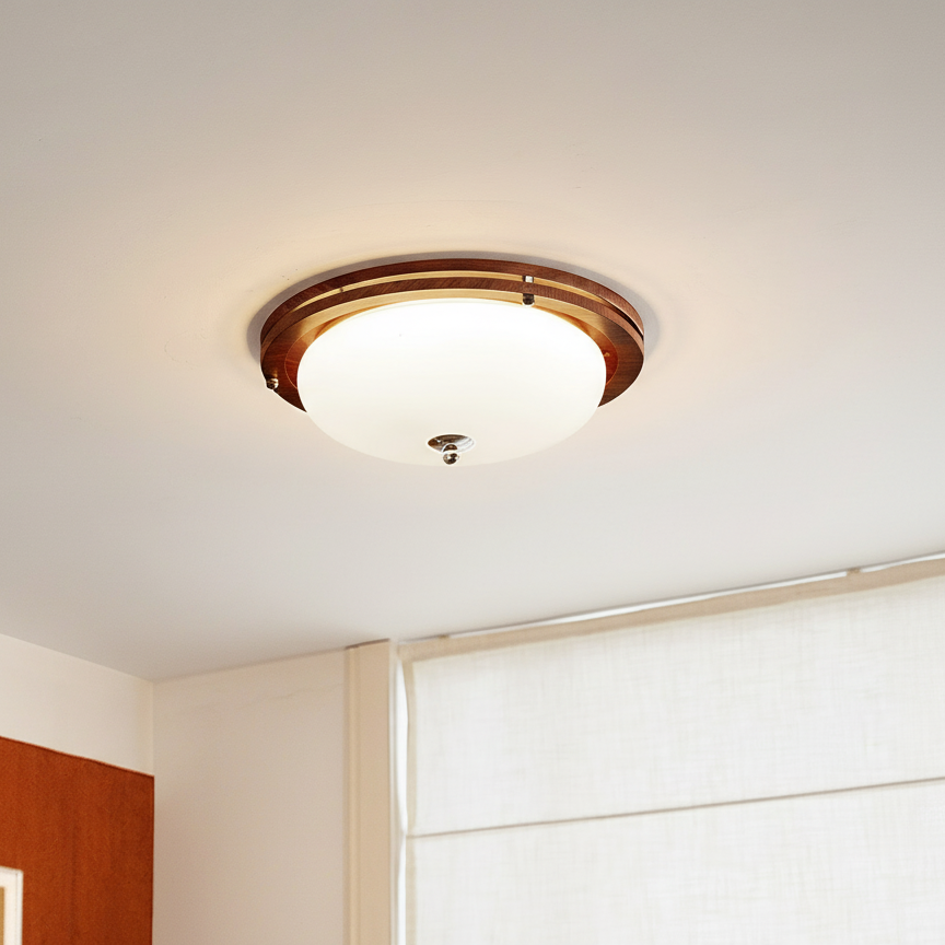 Lunaro Hand-Blown Frosted Flush Mount – structural canopy joint detail