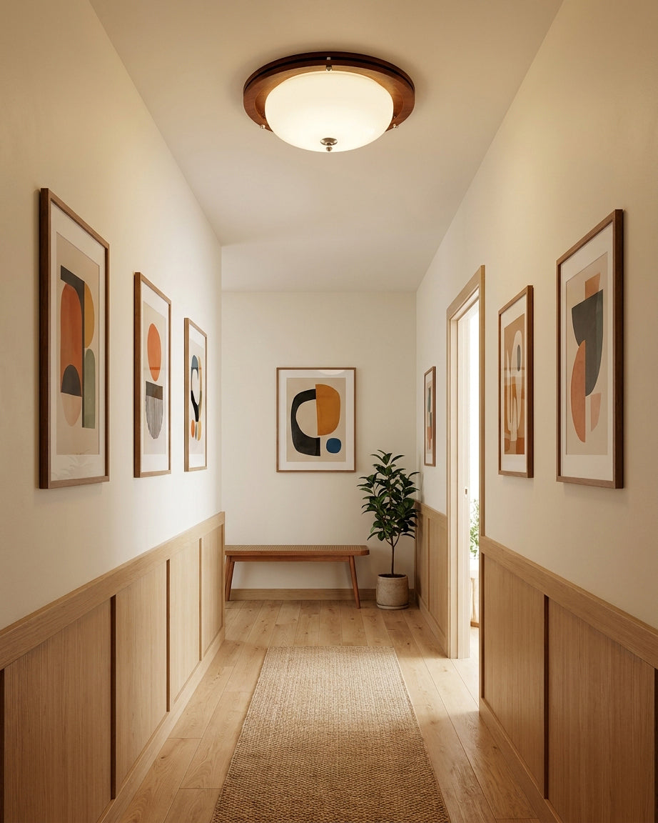 Lunaro Hand-Blown Frosted Flush Mount – dimensional scale reference