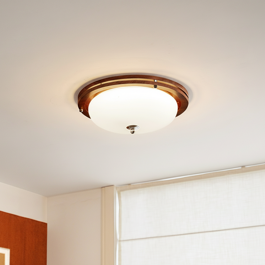 Lunaro Hand-Blown Frosted Flush Mount – full fixture elevation view