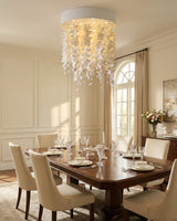 Luneflor Curated Hand-Thrown Ceramic Chandelier – illuminated warm ambiance setting