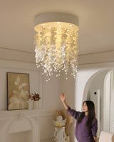 Luneflor Curated Hand-Thrown Ceramic Chandelier warm illuminated room view