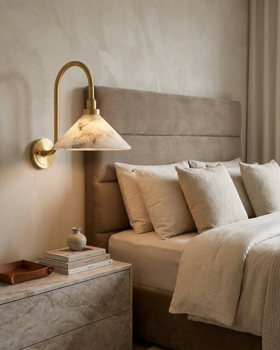 Lunelle Alabaster Curated Alabaster Wall Sconce – dimensional scale reference