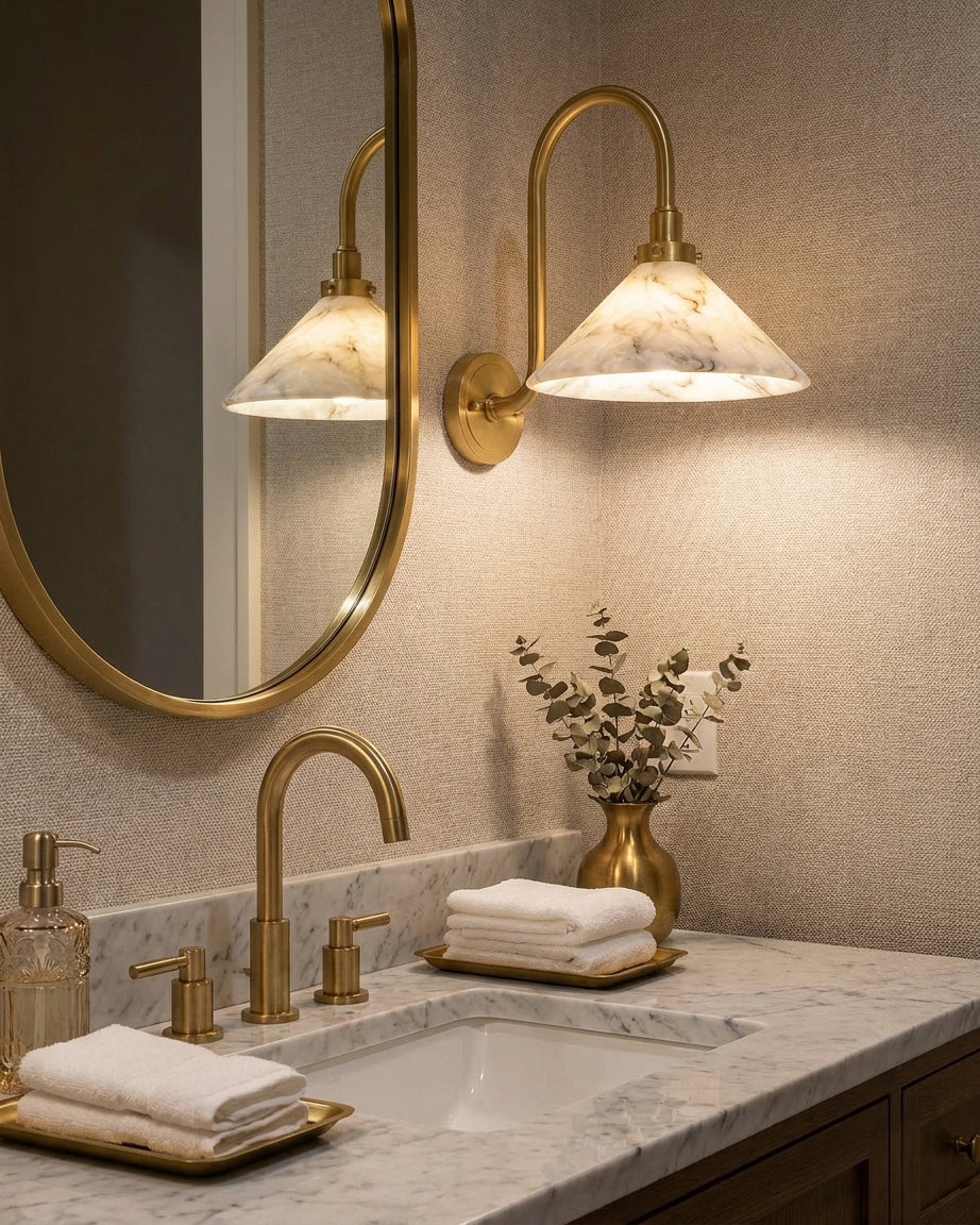 Lunelle Alabaster Curated Alabaster Wall Sconce – structural canopy joint detail