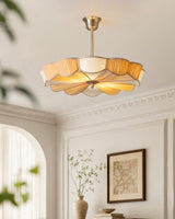 Lunessa Curated Solid Brass Flush Mount Ceiling warm illuminated room view