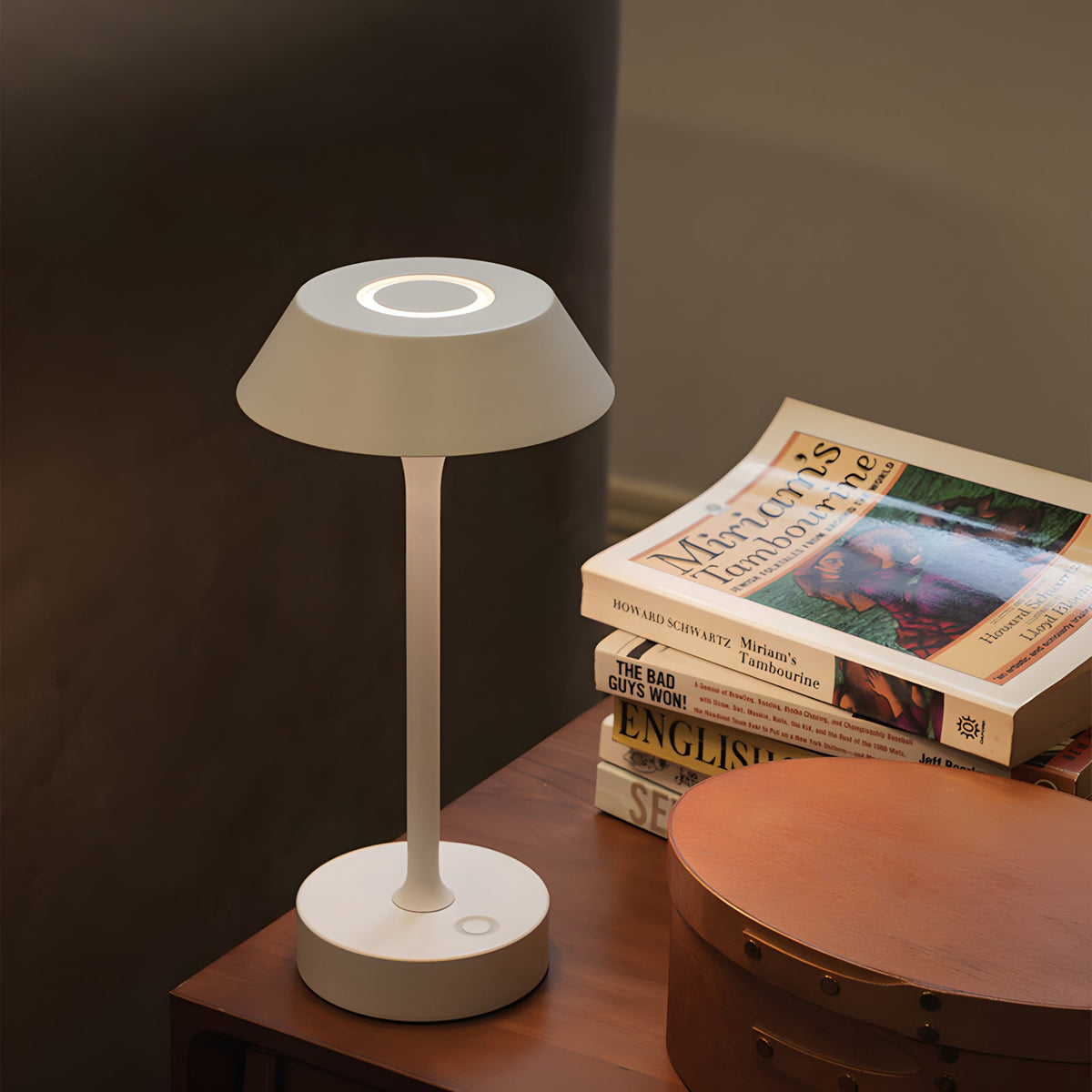 Luno Curated Optical Acrylic Table Lamp – illuminated warm ambiance setting