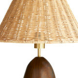 Lunora Curated Woven Rattan Table Lamp – structural canopy joint detail