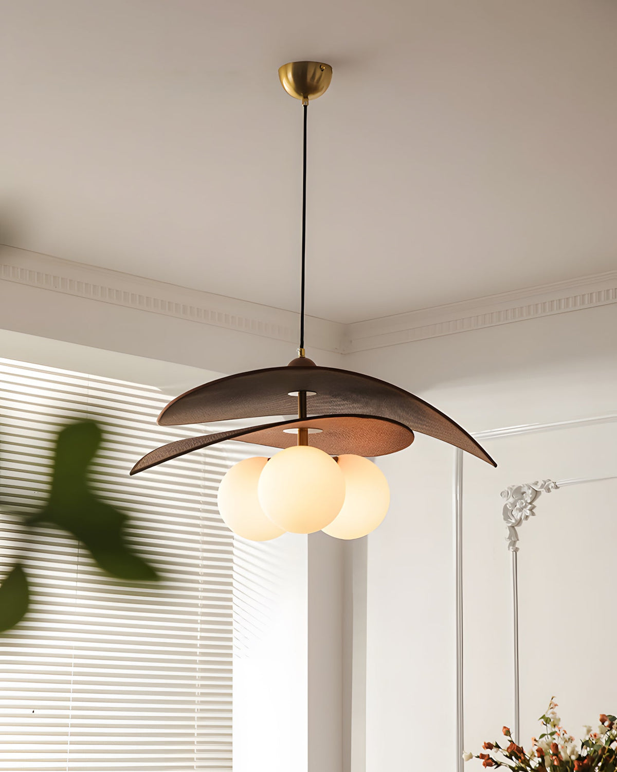 Lunova Curated Mouth-Blown Frosted Glass Pendant – side angled contour profile