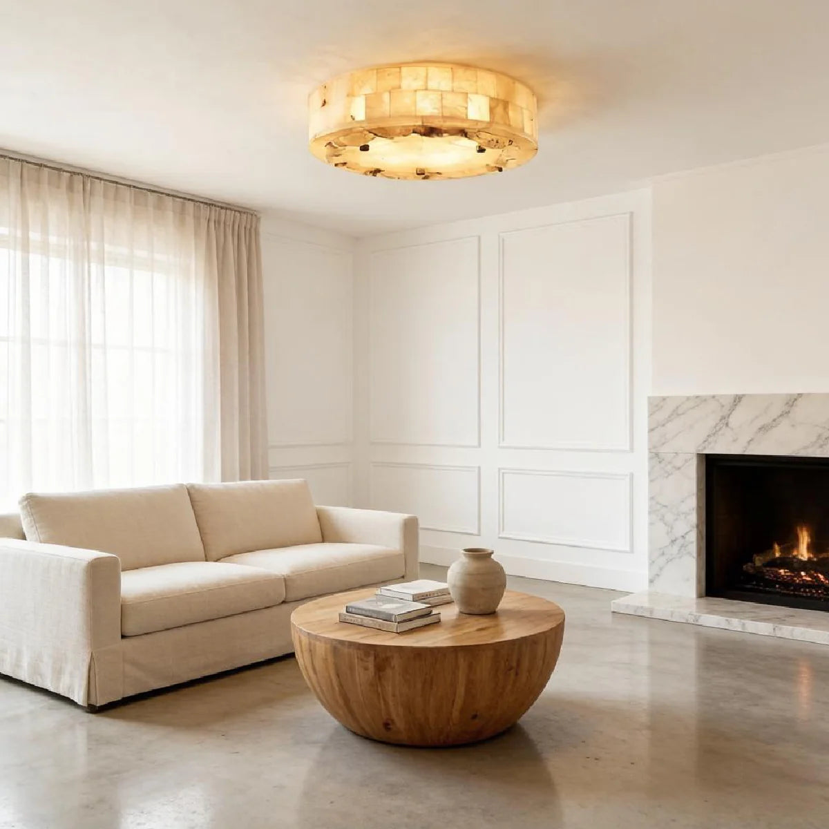 Ceiling Light View 2 | Marble & Solid Brass Flush Mount Ceiling Light | Modern Luxury for Bedroom, Living Room & Dining Room | JINSHE | JINSHE