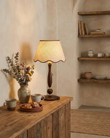 Madera Scallop Curated Solid Brass Table Lamp – spatial dining room perspective