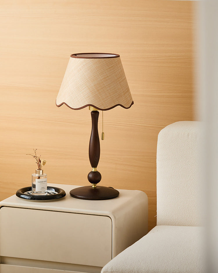 Madera Scallop Curated Solid Brass Table Lamp – full fixture elevation view