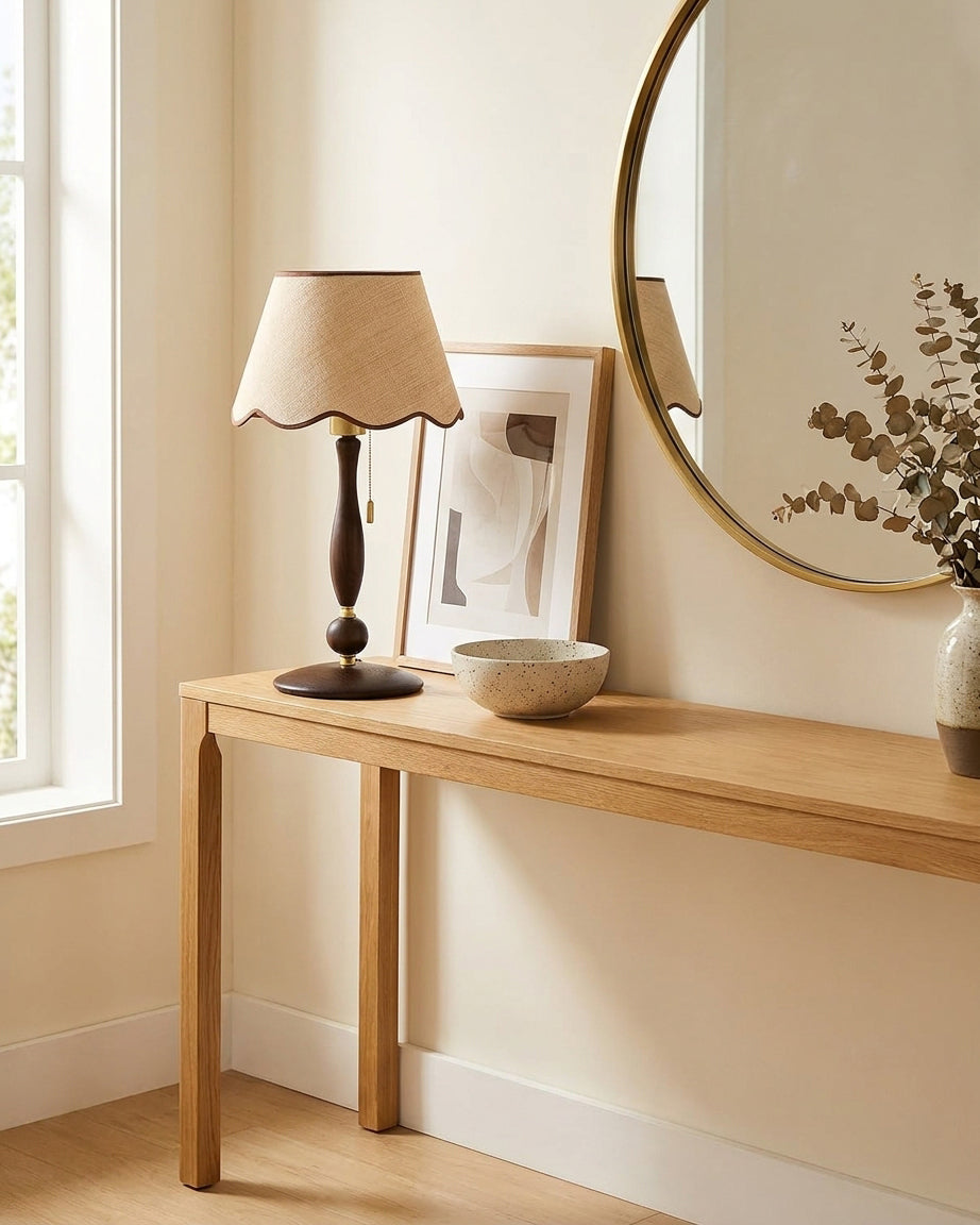 Madera Scallop Curated Solid Brass Table Lamp – dimensional scale reference