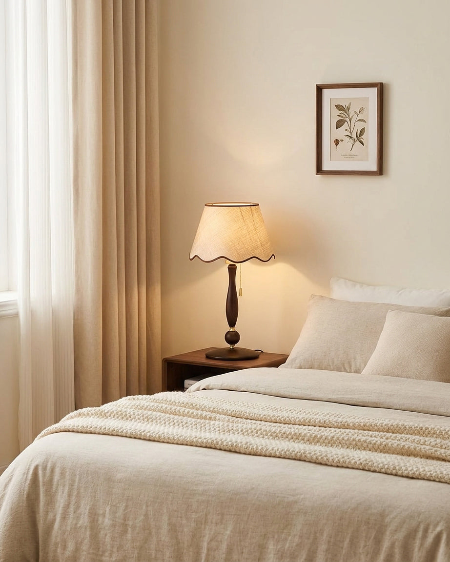 Madera Scallop Curated Solid Brass Table Lamp – structural canopy joint detail