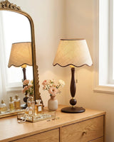 Madera Scallop Curated Solid Brass Table Lamp – unlit natural material contrast