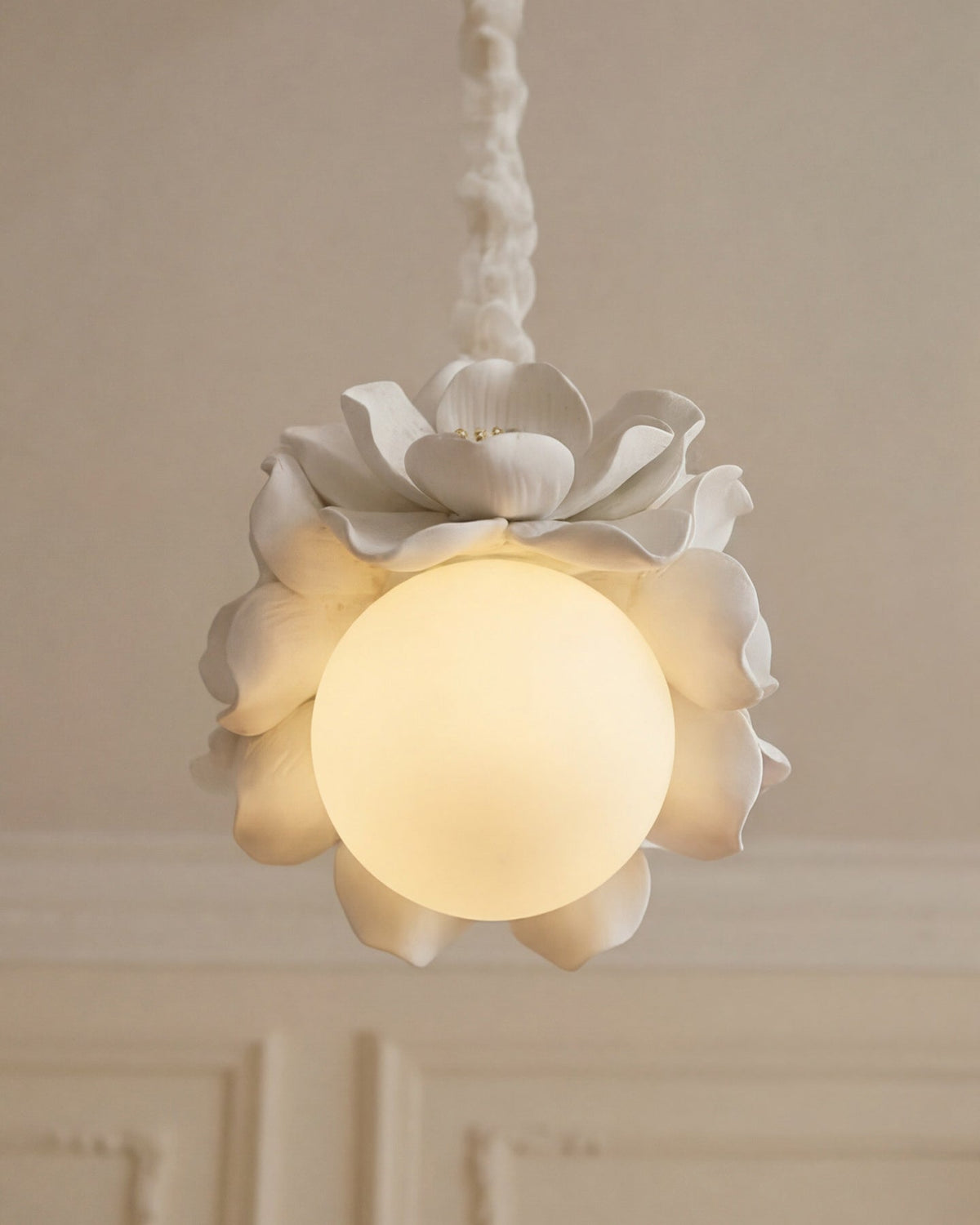 Magnelle Curated Iron & Glass Pendant Light – macro detail view