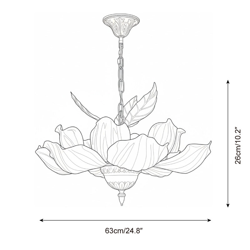 Magnolia Bloom Curated Optical Acrylic Chandelie – macro detail view