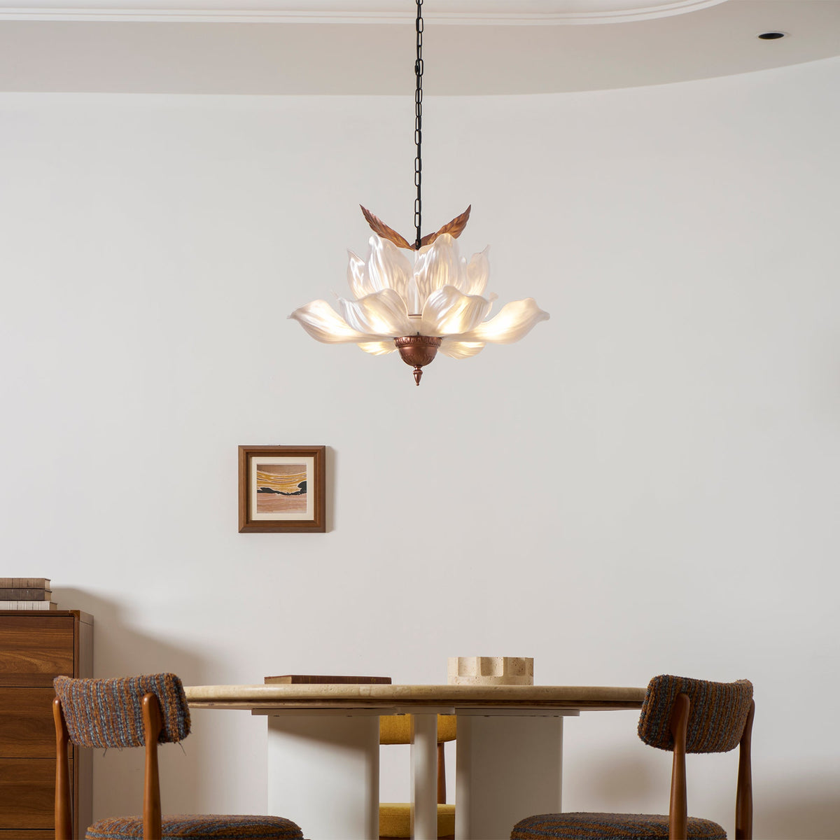 Magnolia Bloom Curated Optical Acrylic Chandelie – full fixture elevation view