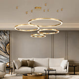 Ring LED Curated Optical Acrylic Chandelier – side angled contour profile