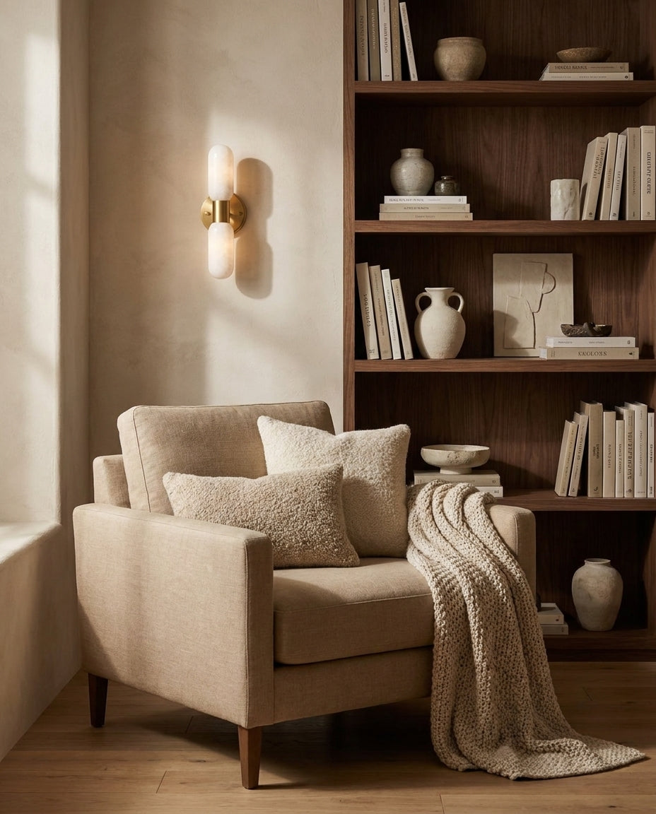 Mallory Alabaster Curated Alabaster Wall Sconce – structural canopy joint detail