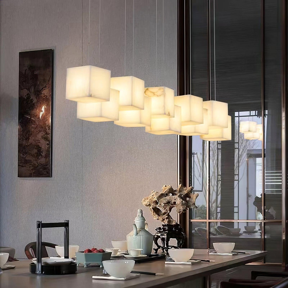 Alabaster Box Curated Alabaster Chandelier – dimensional scale reference