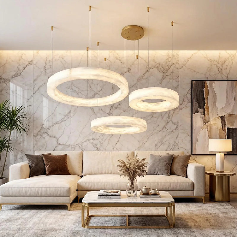 Spanish Alabaster Chandelier View 6 | Natural Spanish Alabaster Marika Chandelier | Modern Luxury Lighting | JINSHE | JINSHE