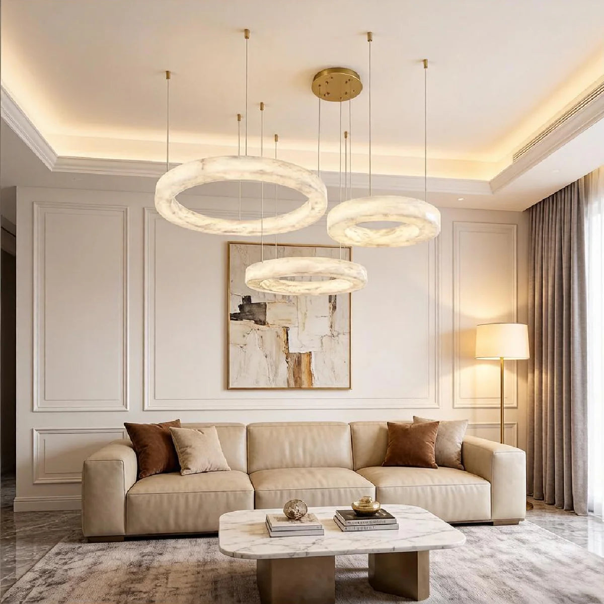 Spanish Alabaster Chandelier View 4 | Natural Spanish Alabaster Marika Chandelier | Modern Luxury Lighting | JINSHE | JINSHE
