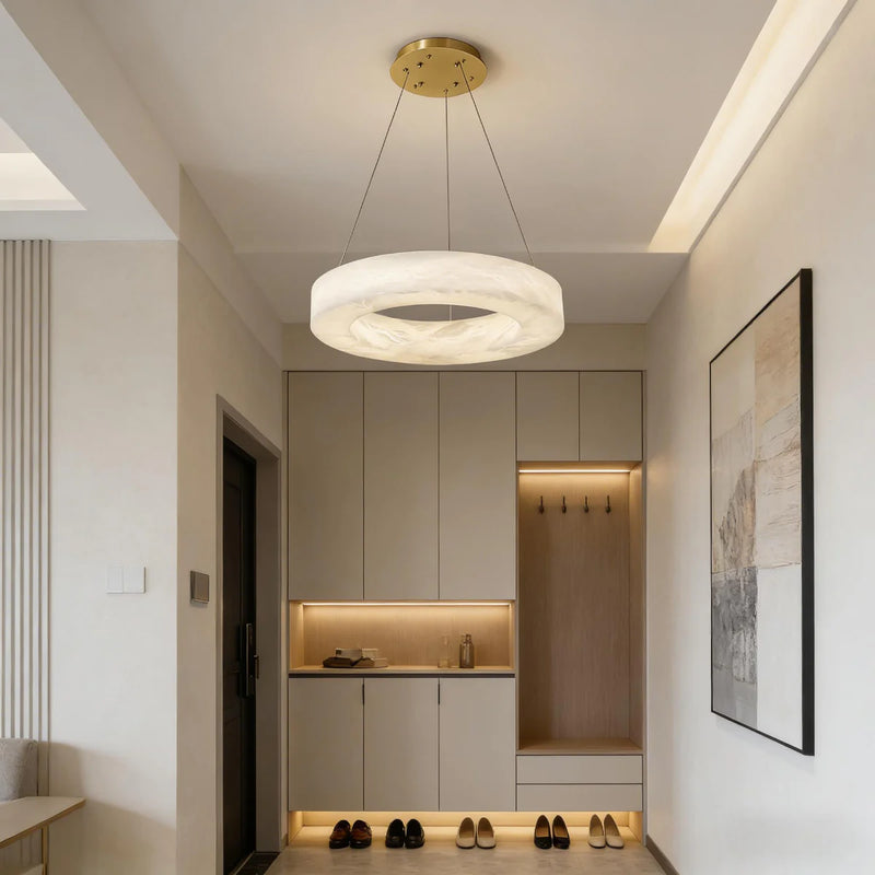 Spanish Alabaster Pendant Light View 4 | Natural Spanish Alabaster Marika Pendant Light | Modern Luxury Lighting | JINSHE | JINSHE