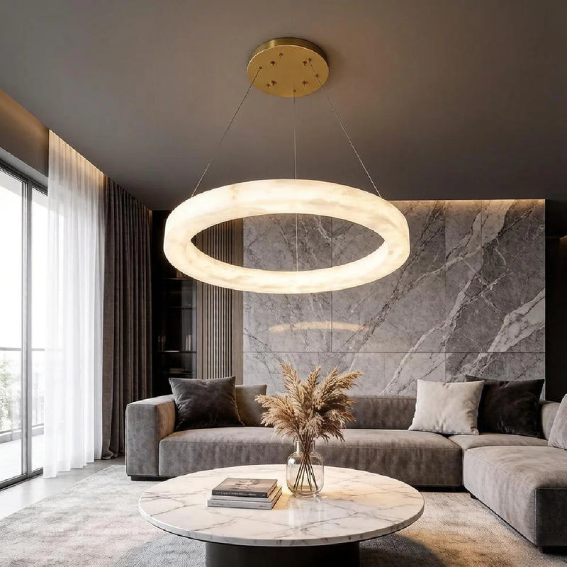 Spanish Alabaster Pendant Light View 5 | Natural Spanish Alabaster Marika Pendant Light | Modern Luxury Lighting | JINSHE | JINSHE