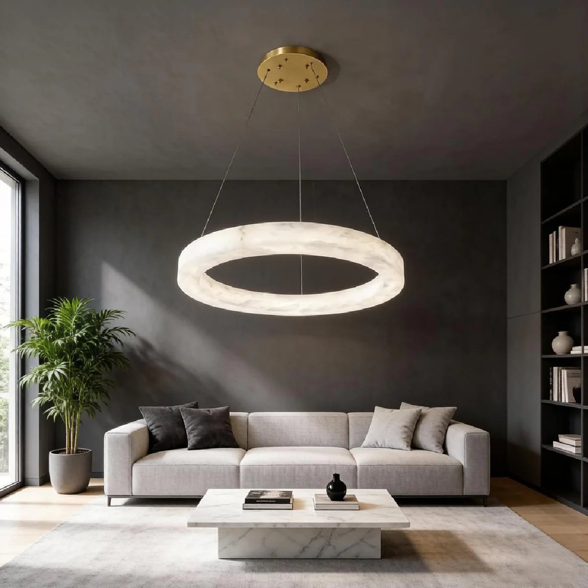 Spanish Alabaster Pendant Light View 6 | Natural Spanish Alabaster Marika Pendant Light | Modern Luxury Lighting | JINSHE | JINSHE