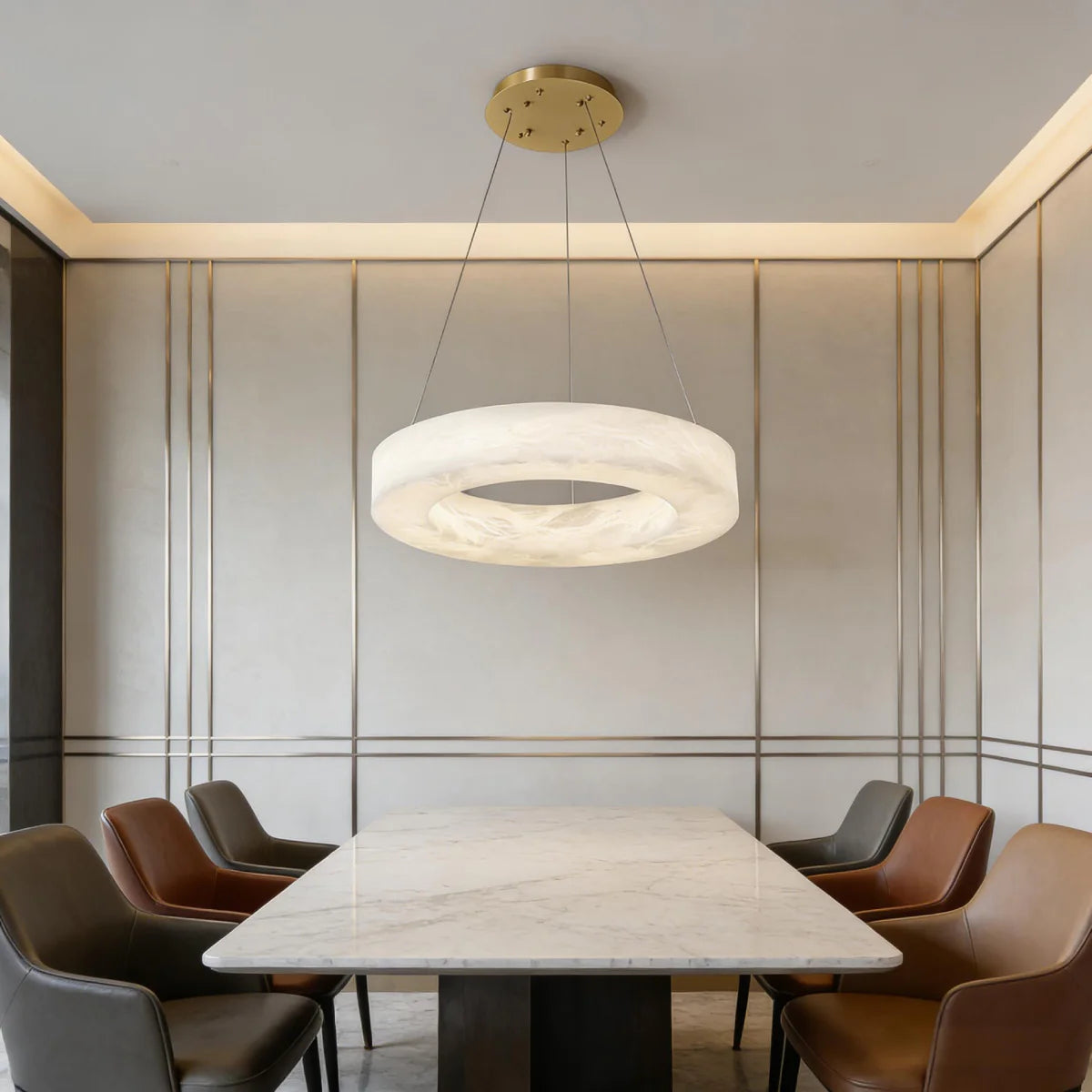 Spanish Alabaster Pendant Light View 9 | Natural Spanish Alabaster Marika Pendant Light | Modern Luxury Lighting | JINSHE | JINSHE