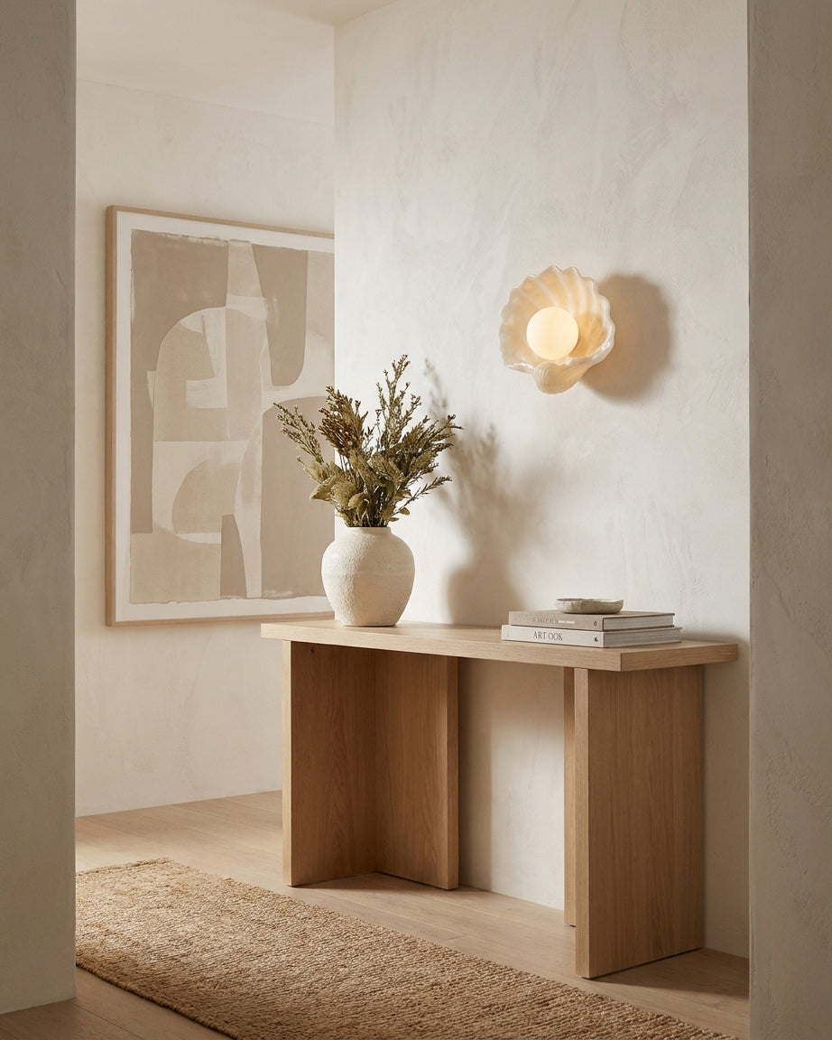 Marisca Alabaster Curated Alabaster Wall Sconce – illuminated warm ambiance setting