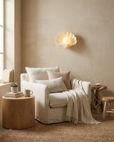 Marisca Alabaster Curated Alabaster Wall Sconce – dimensional scale reference