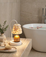 Marivelle Candle Warmer Curated Mouth-Blown Fros warm illuminated room view