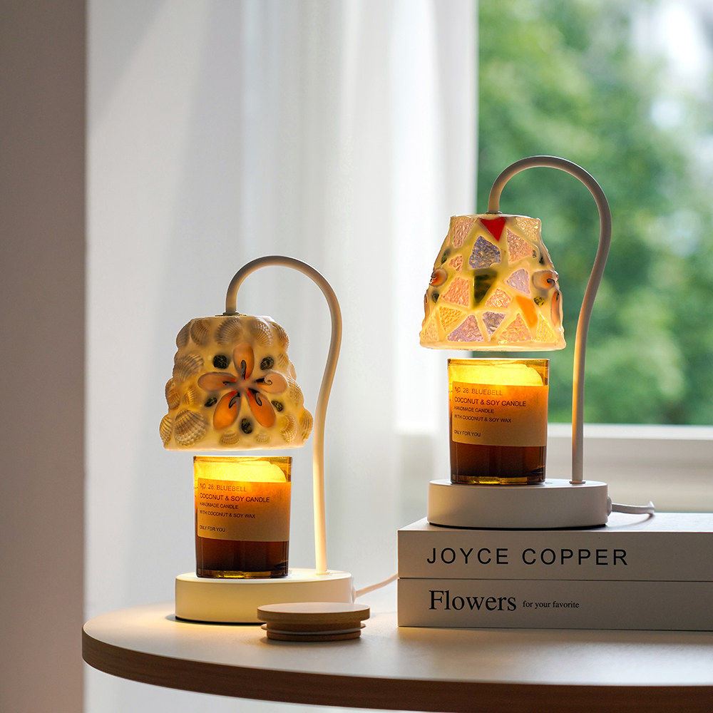 Marivelle Candle Warmer Curated Mouth-Blown Fros – unlit natural material contrast