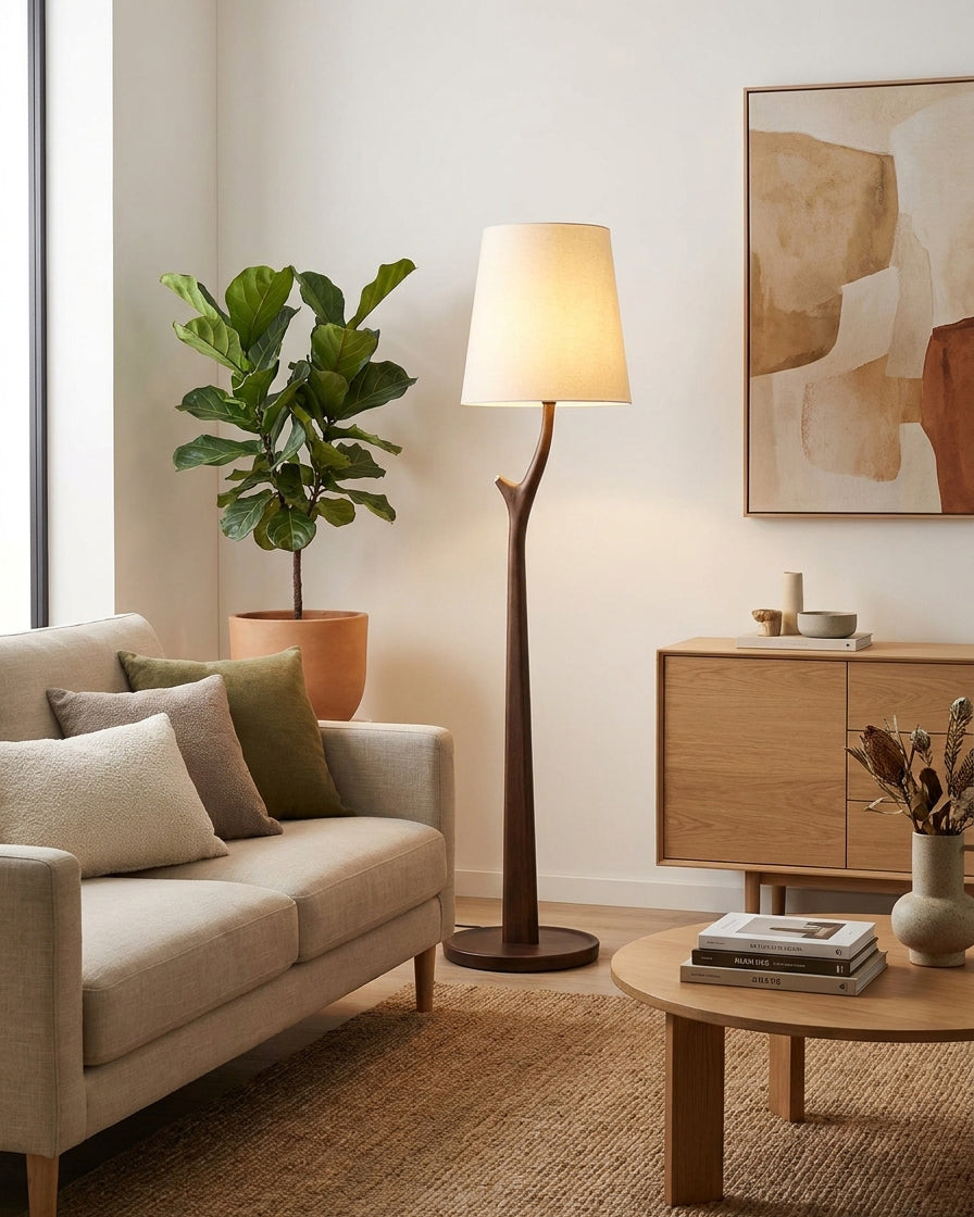 Marlow Floor Curated Solid Hardwood Floor Lamp – spatial dining room perspective