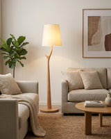 Marlow Floor Curated Solid Hardwood Floor Lamp – unlit natural material contrast