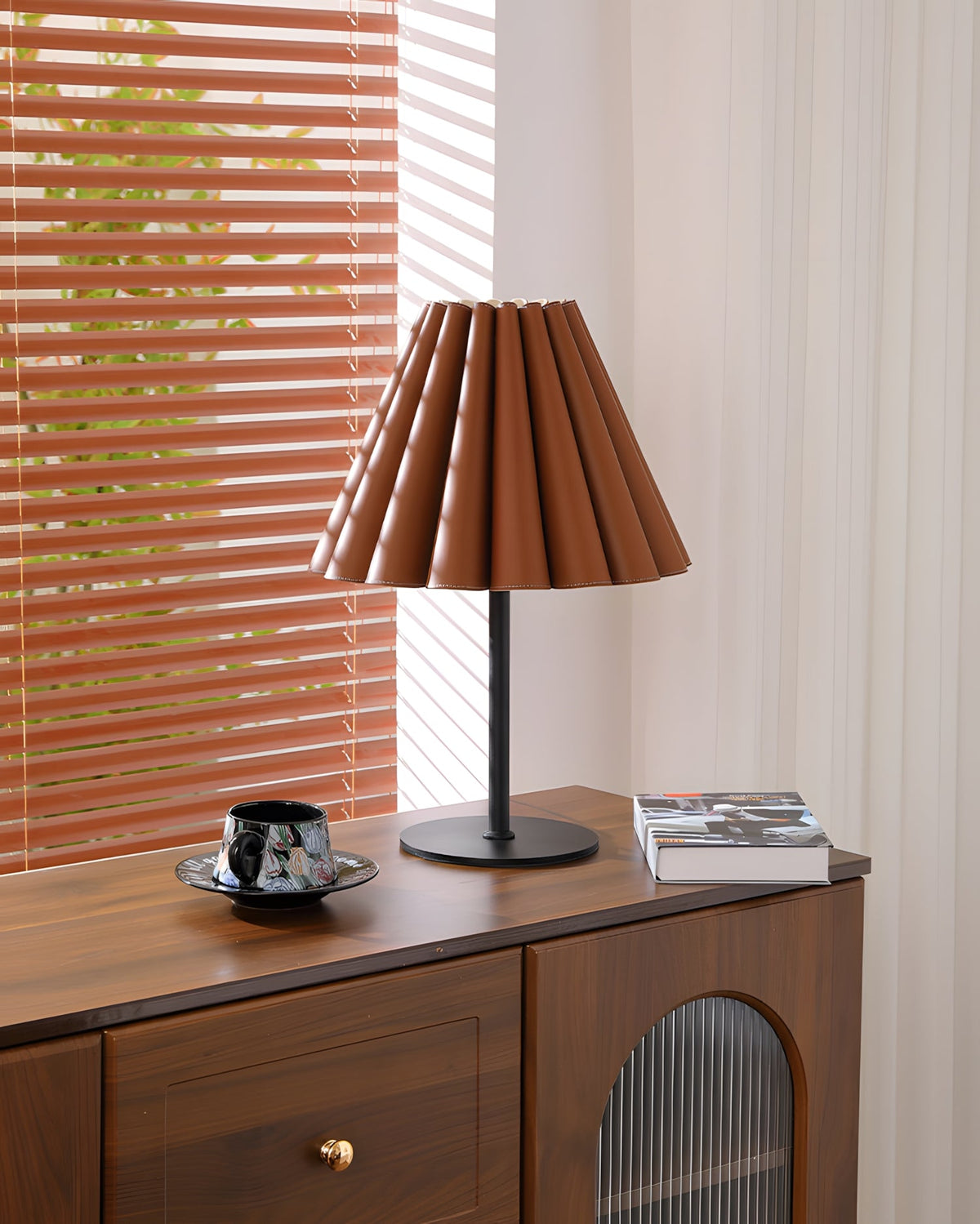 Marlow Pleat Curated Iron & Glass Table Lamp – macro detail view