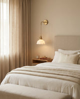Marlowe Alabaster Curated Alabaster Wall Sconce – illuminated warm ambiance setting